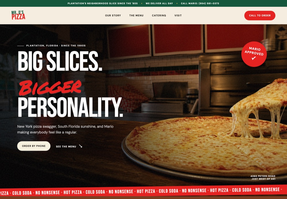 Mr. D's Pizza website